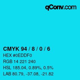 カラーコード: CMYK 94 / 8 / 0 / 6 | qconv.com