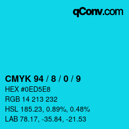 カラーコード: CMYK 94 / 8 / 0 / 9 | qconv.com