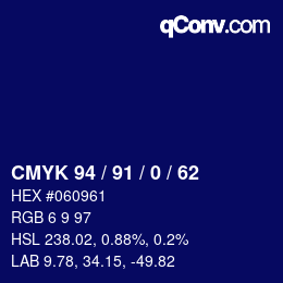 Color code: CMYK 94 / 91 / 0 / 62 | qconv.com