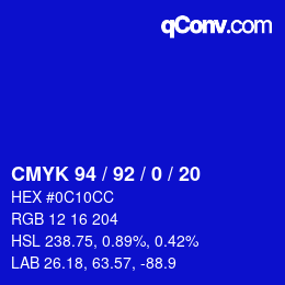 Color code: CMYK 94 / 92 / 0 / 20 | qconv.com