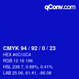 Color code: CMYK 94 / 92 / 0 / 23 | qconv.com