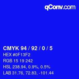 カラーコード: CMYK 94 / 92 / 0 / 5 | qconv.com