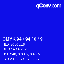 Color code: CMYK 94 / 94 / 0 / 9 | qconv.com