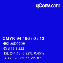 カラーコード: CMYK 94 / 96 / 0 / 13 | qconv.com