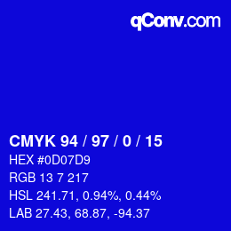 颜色代码: CMYK 94 / 97 / 0 / 15 | qconv.com