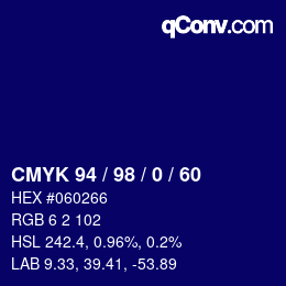Color code: CMYK 94 / 98 / 0 / 60 | qconv.com