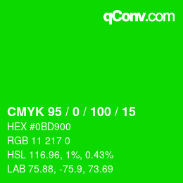Farbcode: CMYK 95 / 0 / 100 / 15 | qconv.com