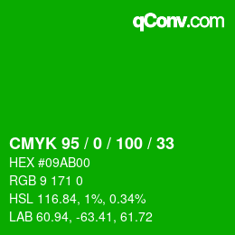 Color code: CMYK 95 / 0 / 100 / 33 | qconv.com