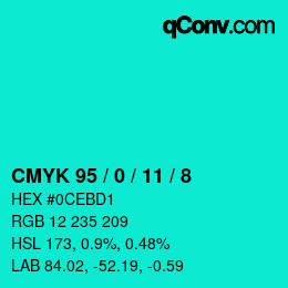 Color code: CMYK 95 / 0 / 11 / 8 | qconv.com