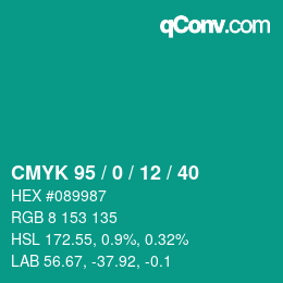 Color code: CMYK 95 / 0 / 12 / 40 | qconv.com
