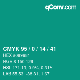 Color code: CMYK 95 / 0 / 14 / 41 | qconv.com