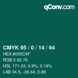 颜色代码: CMYK 95 / 0 / 14 / 64 | qconv.com