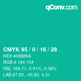 颜色代码: CMYK 95 / 0 / 16 / 28 | qconv.com