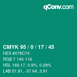 Color code: CMYK 95 / 0 / 17 / 45 | qconv.com