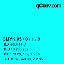 Color code: CMYK 95 / 0 / 1 / 0 | qconv.com
