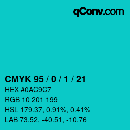 カラーコード: CMYK 95 / 0 / 1 / 21 | qconv.com