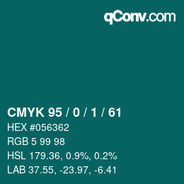 カラーコード: CMYK 95 / 0 / 1 / 61 | qconv.com