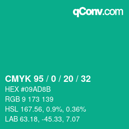 Color code: CMYK 95 / 0 / 20 / 32 | qconv.com