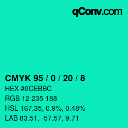 Color code: CMYK 95 / 0 / 20 / 8 | qconv.com