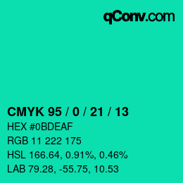 Color code: CMYK 95 / 0 / 21 / 13 | qconv.com