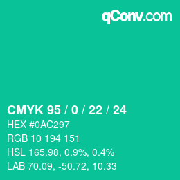 Color code: CMYK 95 / 0 / 22 / 24 | qconv.com