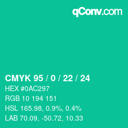 Color code: CMYK 95 / 0 / 22 / 24 | qconv.com