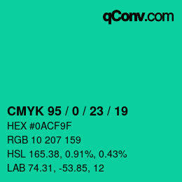 Color code: CMYK 95 / 0 / 23 / 19 | qconv.com