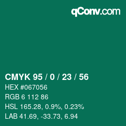カラーコード: CMYK 95 / 0 / 23 / 56 | qconv.com