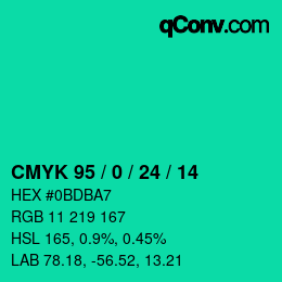 カラーコード: CMYK 95 / 0 / 24 / 14 | qconv.com