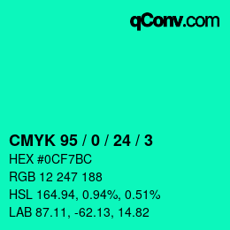 Color code: CMYK 95 / 0 / 24 / 3 | qconv.com