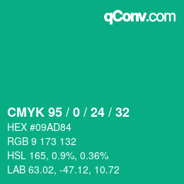 Color code: CMYK 95 / 0 / 24 / 32 | qconv.com
