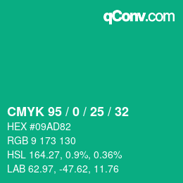 Color code: CMYK 95 / 0 / 25 / 32 | qconv.com