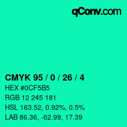 カラーコード: CMYK 95 / 0 / 26 / 4 | qconv.com