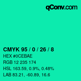 Color code: CMYK 95 / 0 / 26 / 8 | qconv.com