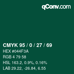Color code: CMYK 95 / 0 / 27 / 69 | qconv.com