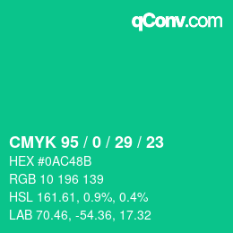 Color code: CMYK 95 / 0 / 29 / 23 | qconv.com