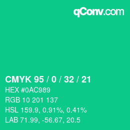 Color code: CMYK 95 / 0 / 32 / 21 | qconv.com