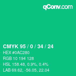 Color code: CMYK 95 / 0 / 34 / 24 | qconv.com