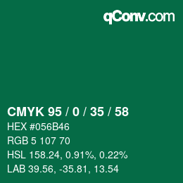 Farbcode: CMYK 95 / 0 / 35 / 58 | qconv.com