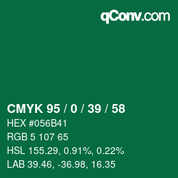 Farbcode: CMYK 95 / 0 / 39 / 58 | qconv.com