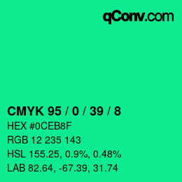 カラーコード: CMYK 95 / 0 / 39 / 8 | qconv.com
