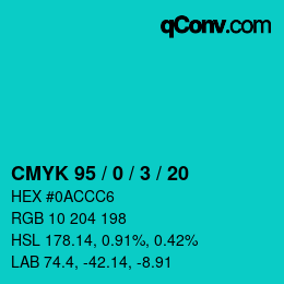 Farbcode: CMYK 95 / 0 / 3 / 20 | qconv.com
