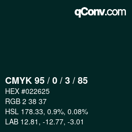 Color code: CMYK 95 / 0 / 3 / 85 | qconv.com