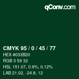 カラーコード: CMYK 95 / 0 / 45 / 77 | qconv.com