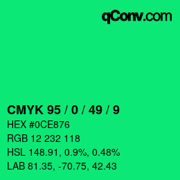 颜色代码: CMYK 95 / 0 / 49 / 9 | qconv.com