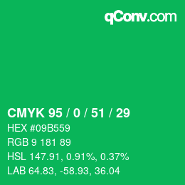 Color code: CMYK 95 / 0 / 51 / 29 | qconv.com