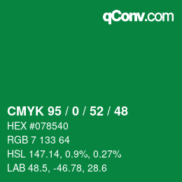 Color code: CMYK 95 / 0 / 52 / 48 | qconv.com