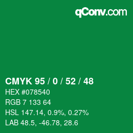 Color code: CMYK 95 / 0 / 52 / 48 | qconv.com