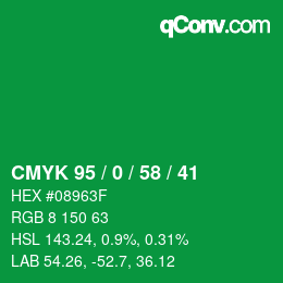 颜色代码: CMYK 95 / 0 / 58 / 41 | qconv.com