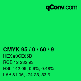 カラーコード: CMYK 95 / 0 / 60 / 9 | qconv.com